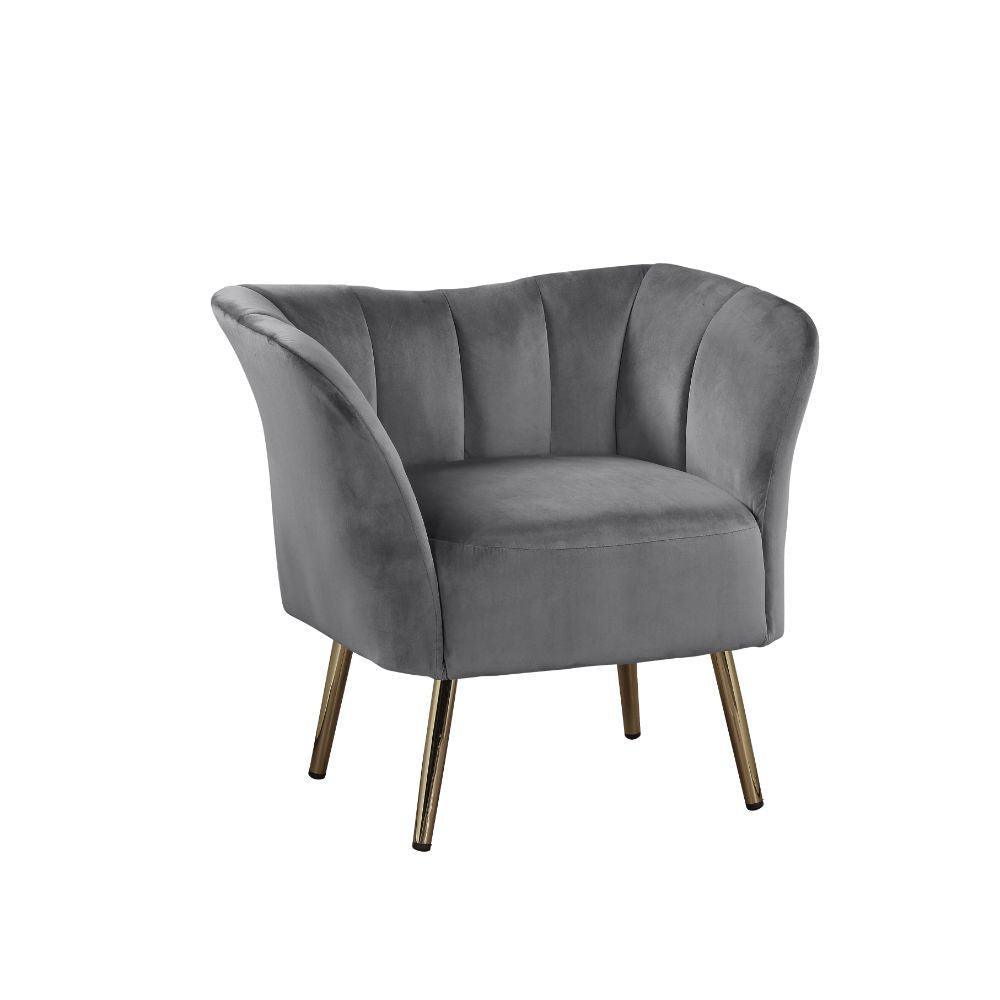 ACME Reese Accent Chair, Gray Velvet & Gold