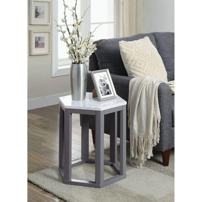 ACME Reon 2Pc Pk End Table, Marble & Gray