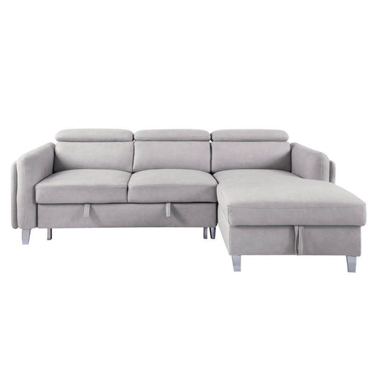 ACME Reyes Sectional Sofa w/Sleeper, Beige Nubuck