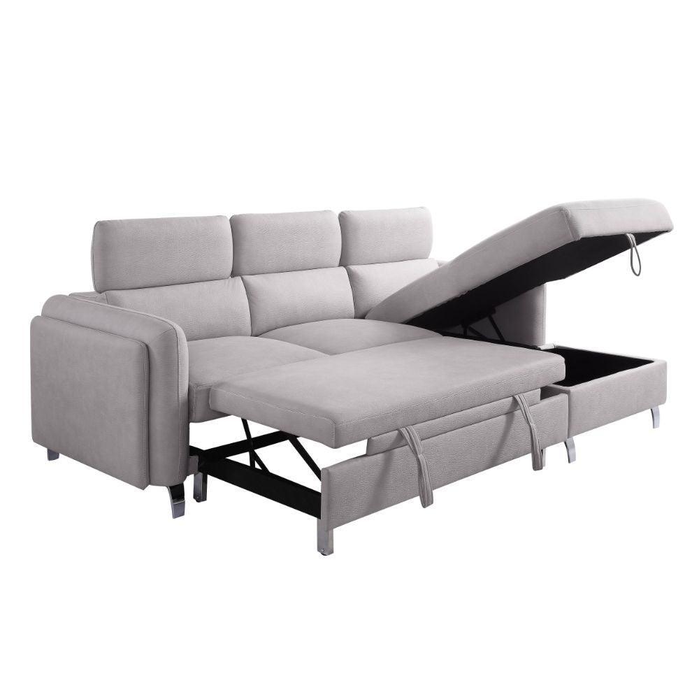 ACME Reyes Sectional Sofa w/Sleeper, Beige Nubuck