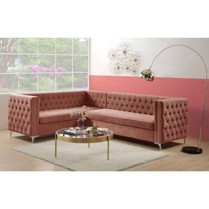 ACME Rhett Sectional Sofa, Dusty Pink Velvet