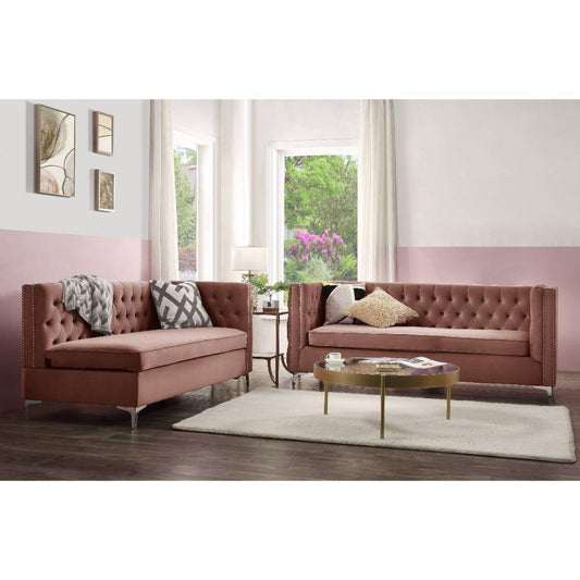 ACME Rhett Sectional Sofa, Dusty Pink Velvet