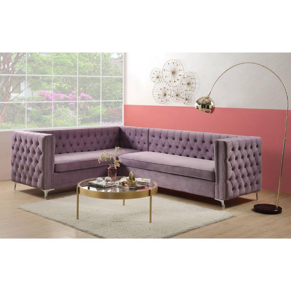 ACME Rhett Sectional Sofa, Purple Velvet