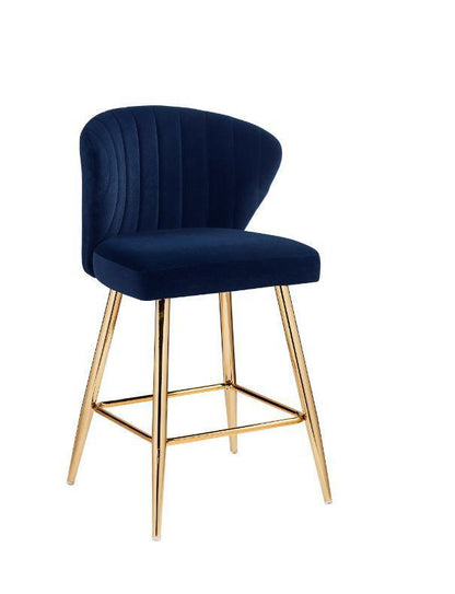 ACME Rizgek Counter Height Chair, Blue Velvet & Gold Finish