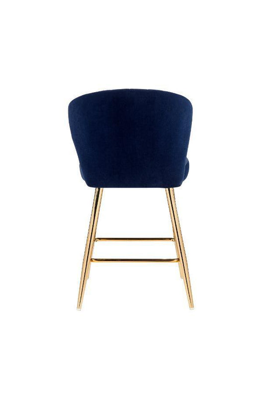 ACME Rizgek Counter Height Chair, Blue Velvet & Gold Finish