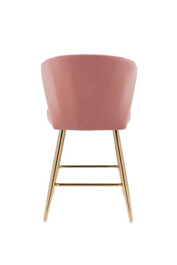 ACME Rizgek Counter Height Chair, Pink Velvet & Gold Finish