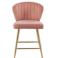 ACME Rizgek Counter Height Chair, Pink Velvet & Gold Finish