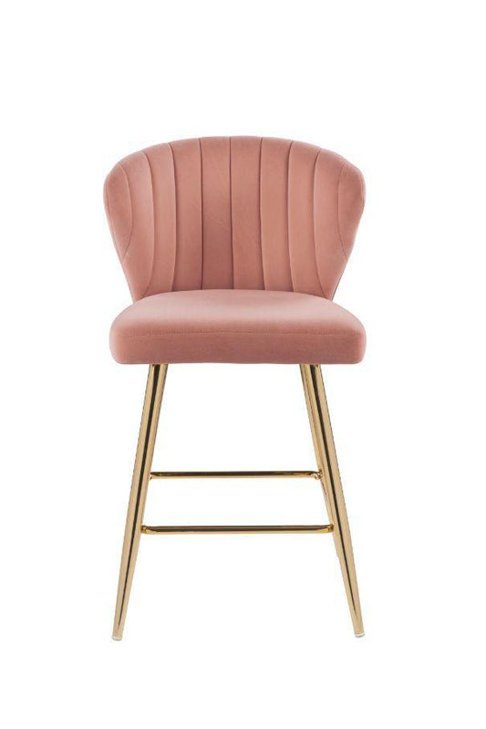 ACME Rizgek Counter Height Chair, Pink Velvet & Gold Finish