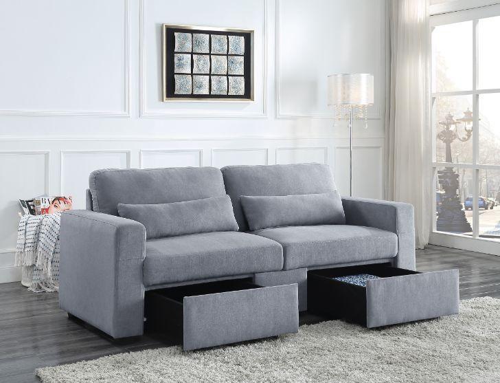 ACME Rogyne Storage Sofa, Gray Linen