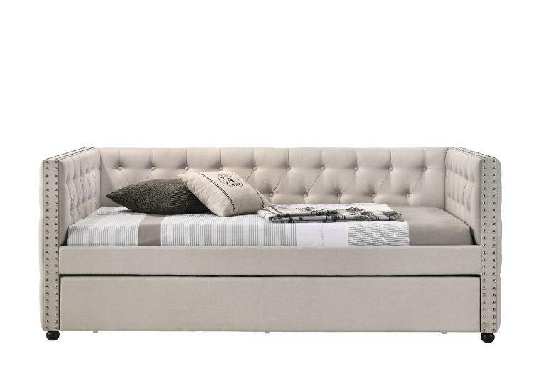 ACME Romona Full Daybed & Twin Trundle , Beige Fabric