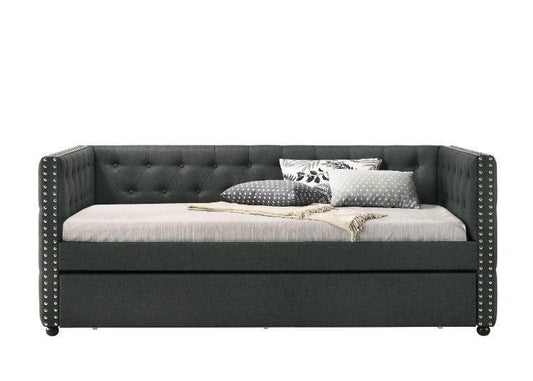 ACME Romona Full Daybed & Twin Trundle , Gray Fabric