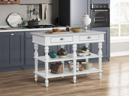 ACME Rorratt Kitchen Island, Marble & White Finish