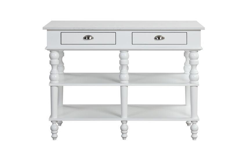 ACME Rorratt Kitchen Island, Marble & White Finish