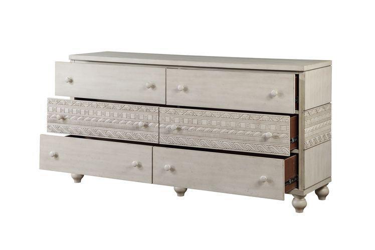 ACME Roselyne Dresser, Antique White Finish