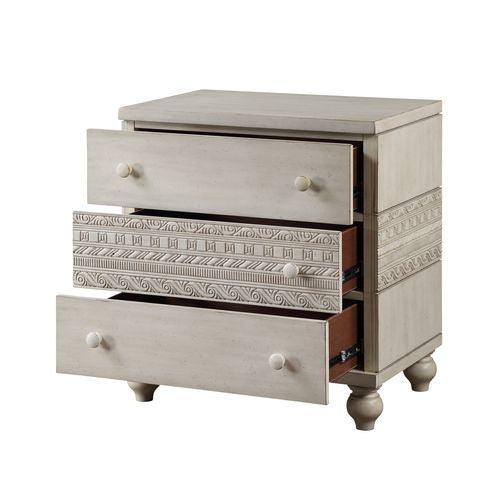 ACME Roselyne Nightstand, Antique White Finish