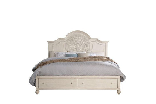 ACME Roselyne Queen Bed, Antique White Finish