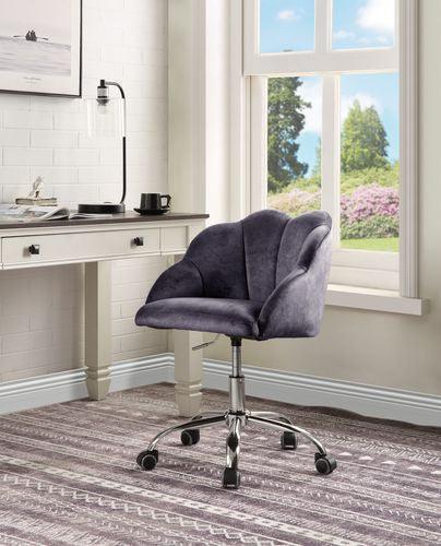 ACME Rowse Office Chair, Dark Gray Velvet & Chrome Finish