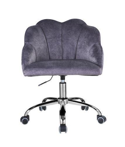 ACME Rowse Office Chair, Dark Gray Velvet & Chrome Finish