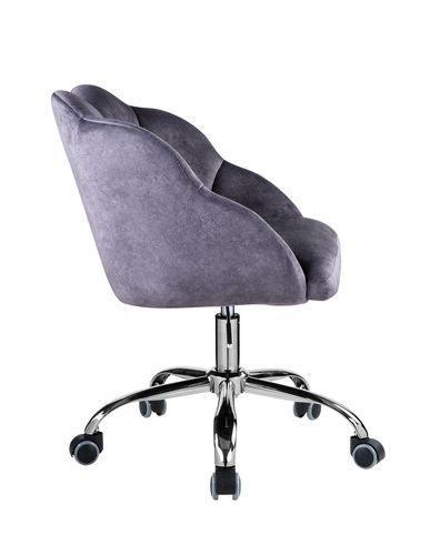 ACME Rowse Office Chair, Dark Gray Velvet & Chrome Finish