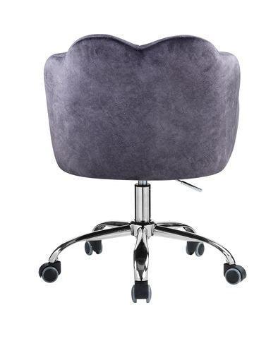 ACME Rowse Office Chair, Dark Gray Velvet & Chrome Finish