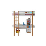 ACME Rutherford Loft Bed, White & Natural 37970 Twin