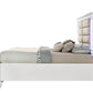 ACME Sadie Storage E. King Bed, LED, Pearl White PU & White Finish