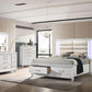 ACME Sadie Storage E. King Bed, LED, Pearl White PU & White Finish