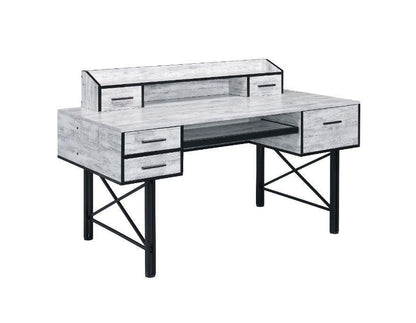 ACME Safea Computer Desk, Antique White & Black Finish