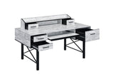 ACME Safea Computer Desk, Antique White & Black Finish