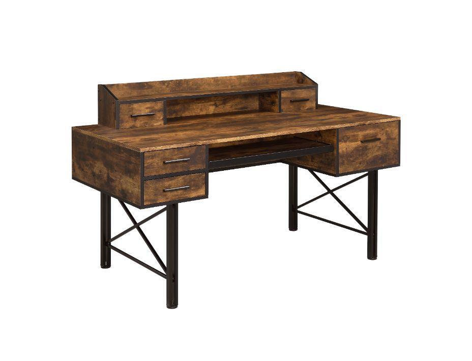 ACME Safea Computer Desk, Weathered Oak & Black Finish