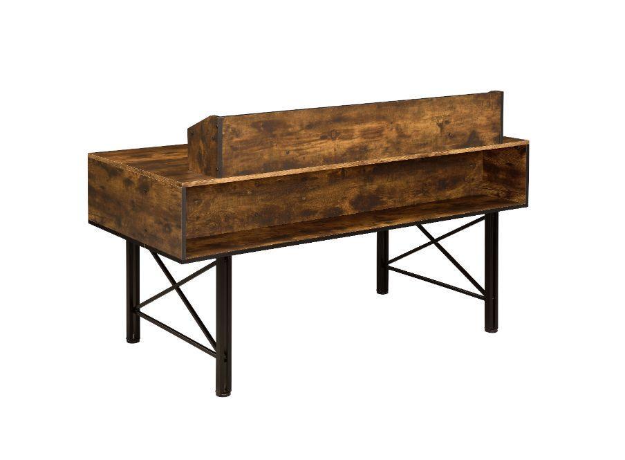 ACME Safea Computer Desk, Weathered Oak & Black Finish