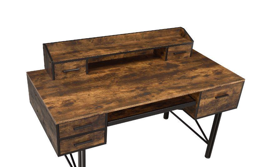 ACME Safea Computer Desk, Weathered Oak & Black Finish