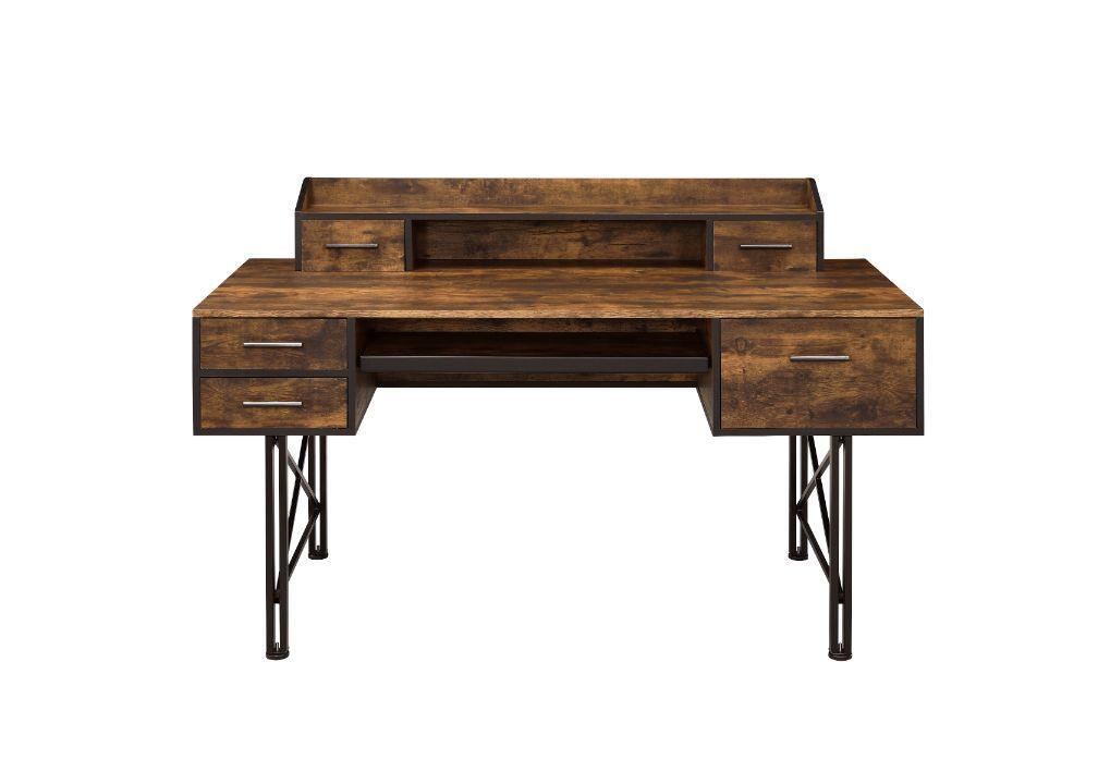 ACME Safea Computer Desk, Weathered Oak & Black Finish