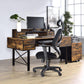 ACME Safea Computer Desk, Weathered Oak & Black Finish