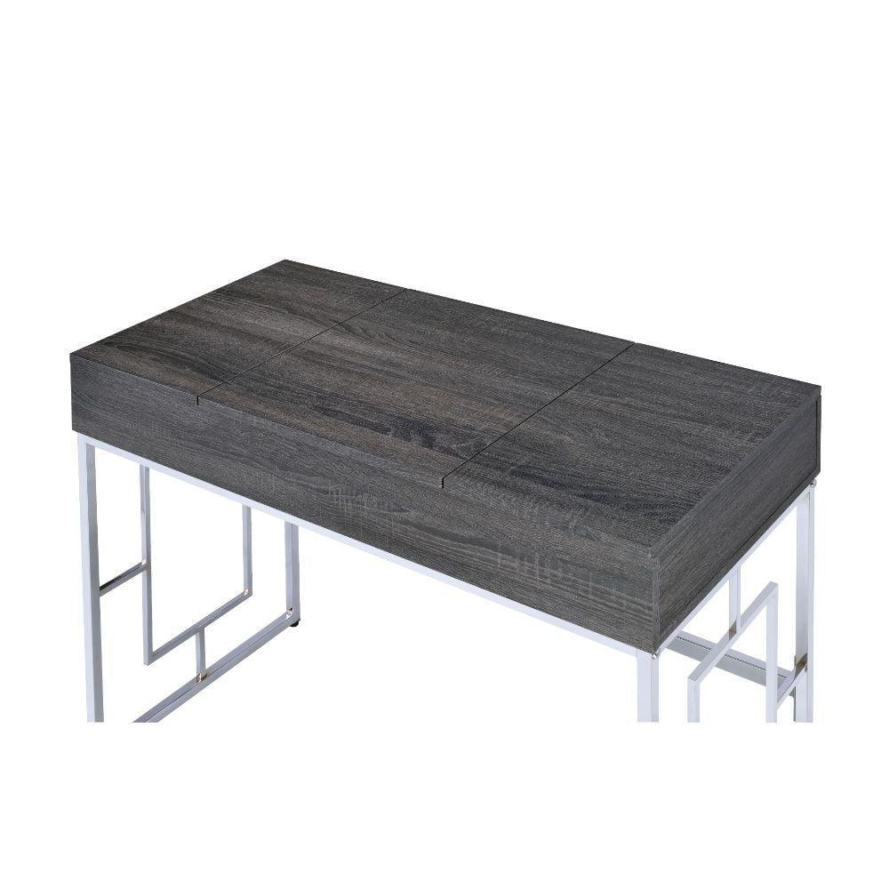 ACME Saffron Vanity Desk, Black Oak & Chrome