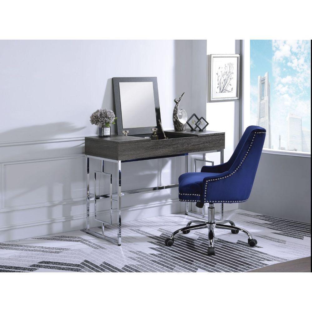 ACME Saffron Vanity Desk, Black Oak & Chrome