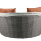 ACME Salena Patio Canopy Sofa & Ottoman, Beige Fabric & Gray Wicker