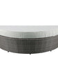 ACME Salena Patio Canopy Sofa & Ottoman, Beige Fabric & Gray Wicker