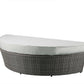 ACME Salena Patio Canopy Sofa & Ottoman, Beige Fabric & Gray Wicker