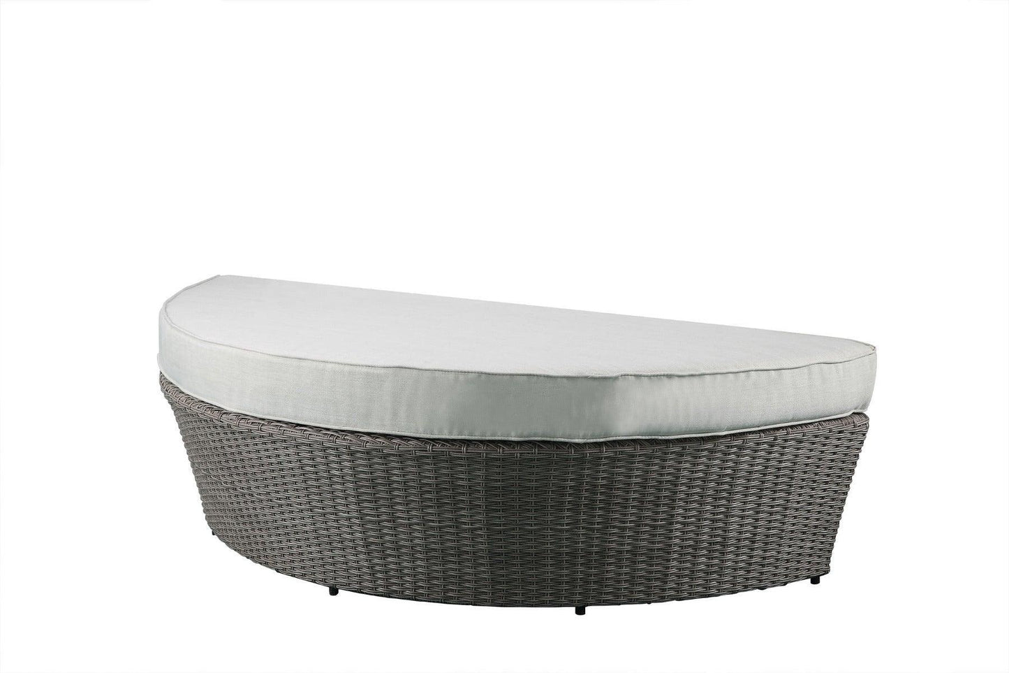 ACME Salena Patio Canopy Sofa & Ottoman, Beige Fabric & Gray Wicker