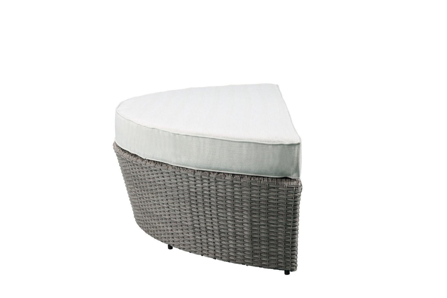 ACME Salena Patio Canopy Sofa & Ottoman, Beige Fabric & Gray Wicker