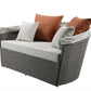 ACME Salena Patio Canopy Sofa & Ottoman, Beige Fabric & Gray Wicker