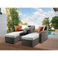 ACME Salena Patio Sectional & 2 Ottomans, Beige Fabric & Gray Wicker