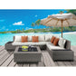 ACME Salena Patio Sectional & Cocktail Table, Beige Fabric & Gray Wicker  45020