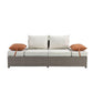 ACME Salena Patio Sofa & Ottoman w/2 Pillows, Beige Fabric & Gray Wicker