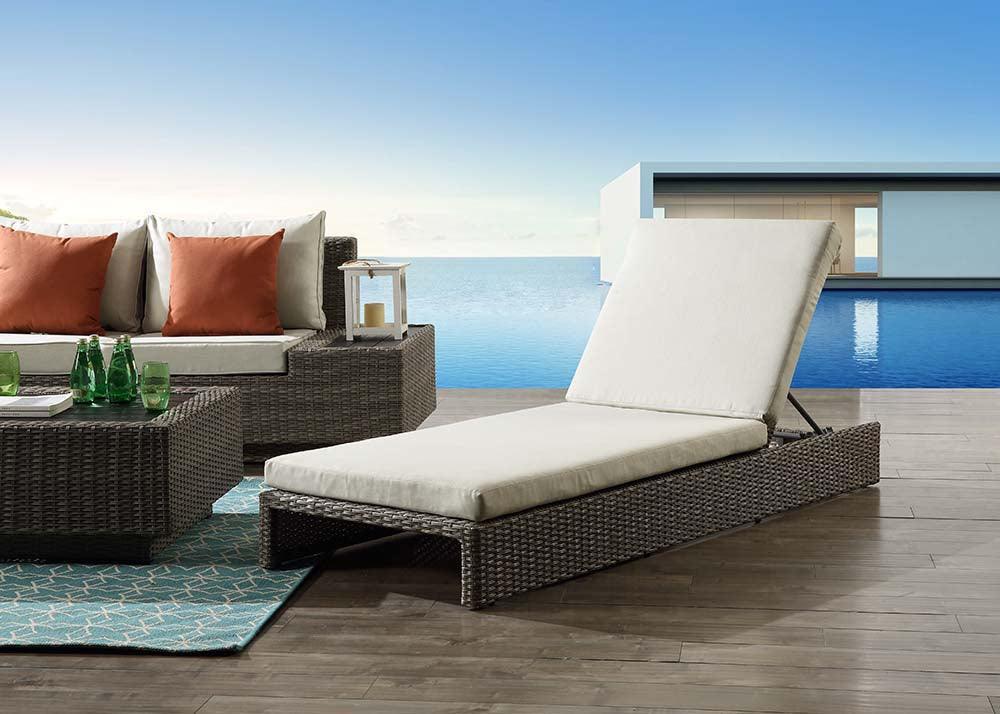 ACME Salena Patio Sun Lounge,Beige Fabric & Gray Finish