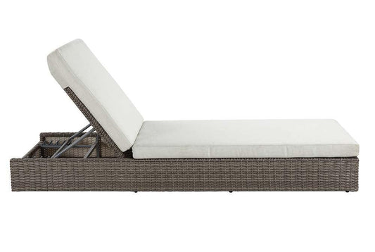 ACME Salena Patio Sun Lounge,Beige Fabric & Gray Finish