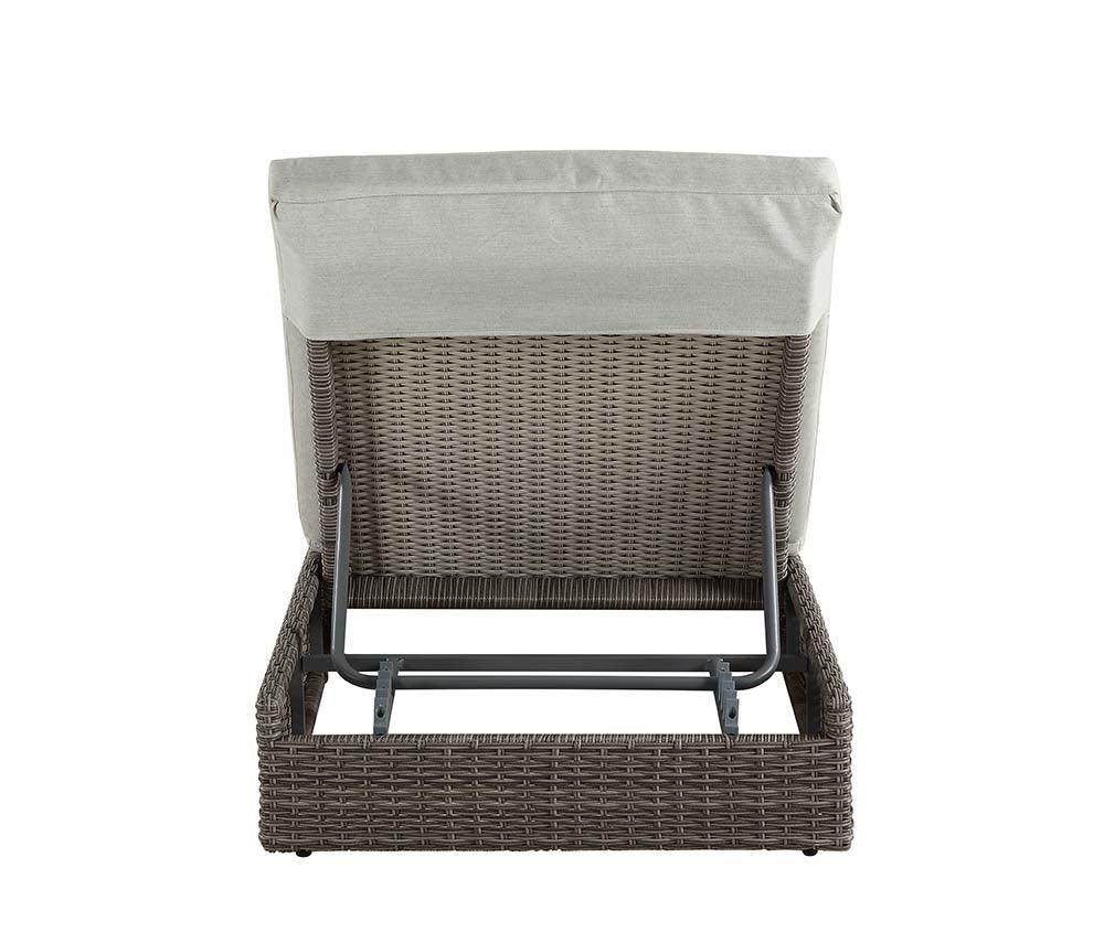 ACME Salena Patio Sun Lounge,Beige Fabric & Gray Finish