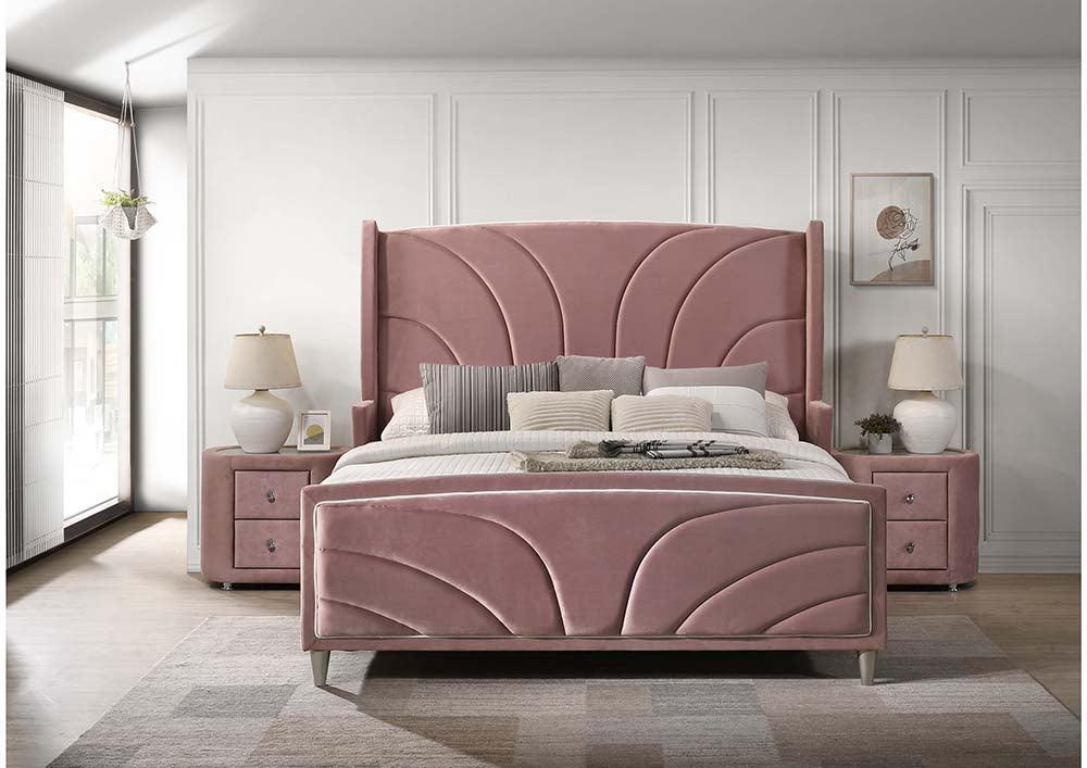 ACME Salonia Queen Bed, Pink Velvet