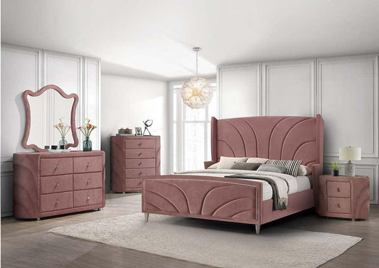 ACME Salonia Queen Bed, Pink Velvet